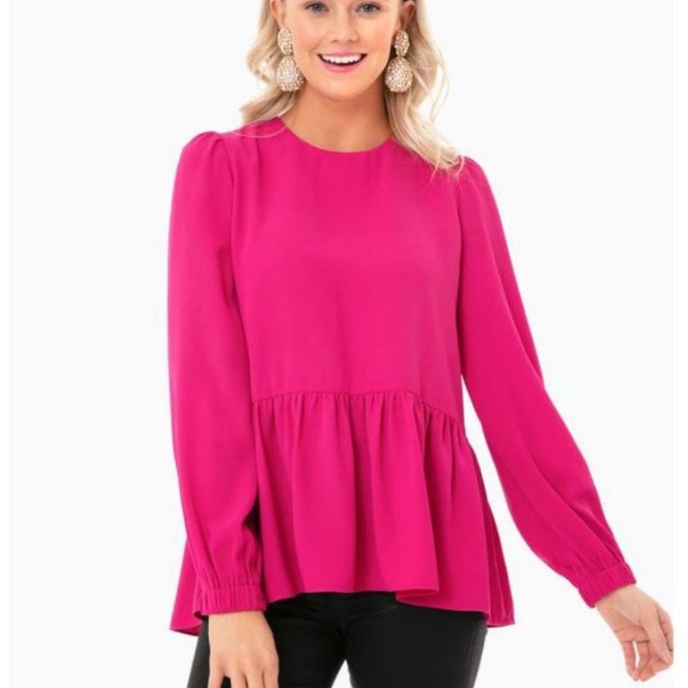 Tuckernuck POMANDER PLACE Fuchsia Carlota Peplum Blouse Size XL